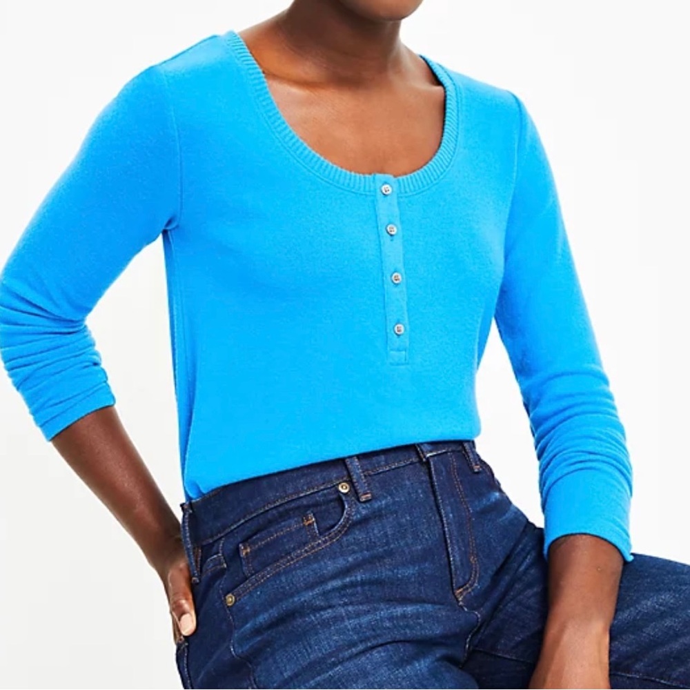 Loft Super Soft Robins Egg Blue Henley Jersey
Loft Top